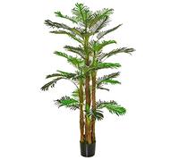 HOMCOM Pianta Artificiale da Interno da 185 cm in Vaso con 42 Foglie, Palma Finta Realistica in PE e Cemento per Interno ed Esterno, Decorazione per Casa Ufficio Giardino, Verde