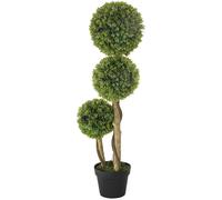 HOMCOM Pianta Artificiale di Bosso a 3 Sfere Altezza 90 cm con Vaso incluso