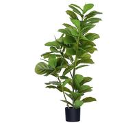HOMCOM Pianta artificiale di ficus, alta 110 cm con 90 foglie e vaso, albero decorativo artificiale per soggiorno e ufficio, verde