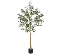 HOMCOM Pianta Artificiale di Olivo Alta 150 cm, Albero Finto da Interno con 720 Foglie e 32 Olive, Vaso Incluso, Alberello Decorativo per Salotto, Ufficio e Ingresso