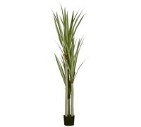 HOMCOM Pianta Artificiale di Yucca 190 cm con 39 Foglie Verde con Vaso PEVA | Pianta in Bambù e PP, Contenitore in Cemento