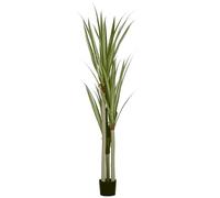 HOMCOM Pianta Artificiale di Yucca da 190 cm con 39 Foglie e Vaso Contenitore in PEVA e Cemento, Pianta Verde in PP e Bambù
