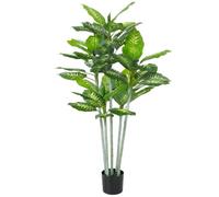 HOMCOM Pianta Calathea artificiale 150cm alta vaso cemento interno | 0