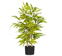 HOMCOM Pianta di Bambu Artificiale Alta 60 cm in Poliestere e PP Verde con Vaso in Cemento Ø15x12.5 cm Aosom Italy