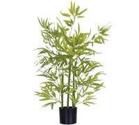 HOMCOM Pianta di Bambu Artificiale Alta 90 cm 504 Foglie Pianta Finta Verde | Da Interno ed Esterno, con Vaso in Cemento Ø15x12.5 cm, in PEVA e PP, per Casa Giardino