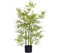HOMCOM Pianta di Bambu Artificiale Alta 90 cm con 504 Foglie Pianta Finta da Interno ed Esterno con Vaso in Cemento Ø15x12.5 cm in PEVA e PP per Casa Giardino Verde
