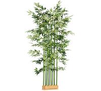 HOMCOM Pianta di Bambù Artificiale da 180 cm con Base in Legno di Pino