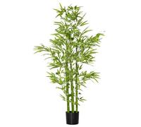 HOMCOM Pianta di Bambù con Vaso Nero, Pianta Finta da Interno ed Esterno, Artificiale, Realistica, Altezza 150cm, per Salotti, Verande, Giardino, Vaso Nero, Bambù