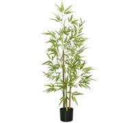 HOMCOM Pianta di Bambù Finte da 120 cm a 3 Tronchi Verde e Nero | Vaso Ø15x12cm, Piante Artificiali in PEVA, PP e Metallo, per Interno ed Esterno, Giardino, Ufficio, Soggiorno