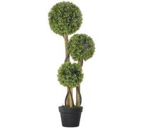HOMCOM Pianta Artificiale di Bosso a 3 Sfere Altezza 90 cm con Vaso incluso