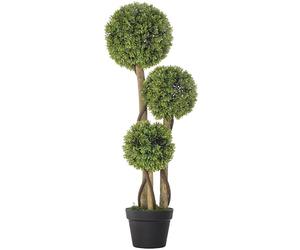 HOMCOM Pianta di Bosso Artificiale a 3 Sfere, Pianta Finta per Interni e Esterni con Vaso Incluso e Fondo Rinforzato, Altezza 90 cm