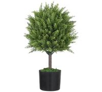 HOMCOM Pianta Finta Albero di Cedro Pianta Artificiale 55 cm con Vaso Verde | Resistente ai Raggi UV, Decorazione per Interno ed Esterno, Giardino, Ufficio, Soggiorno