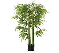 HOMCOM Pianta Finta Bambù in Vaso 140cm per Interno ed Esterno, Bambù Artificiale e Realistico con 336 Foglie Aosom