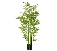 HOMCOM Pianta di Bambù con Vaso Nero, Pianta Finta da Interno ed Esterno, Artificiale, Realistica, Altezza 150cm, per Salotti, Verande, Giardino, Vaso Nero, Bambù