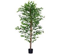 HOMCOM Pianta Finta di Ficus con Vaso da Interno ed Esterno Verde