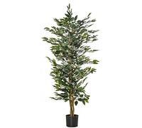 HOMCOM Pianta Finta di Ficus Alta 150cm Decorativa per Interno Esterno | Pianta Artificiale, con Vaso Incluso, per Giardino Ufficio Soggiorno