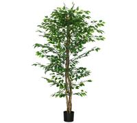 HOMCOM Pianta Finta di Ficus con Vaso da Interno ed Esterno Verde