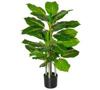 HOMCOM Pianta Verde da 33 Foglie per Interni ed Esterni con Vaso