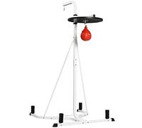 HOMCOM Piattaforma con Pera da Boxe per Allenamento, Stazione da Boxe in Acciaio, Supporto per Punching Ball Rossa, 115x156x224cm