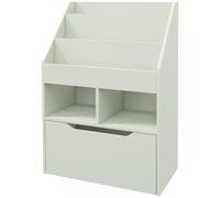 HOMCOM Piccola Libreria per Bambini con Ripiani, Cassetto e Ruote, Scaffale per Giocattoli e Libri in MDF per Cameretta, 60x29.9x90cm, Verde
