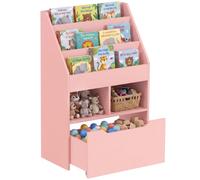 HOMCOM Piccola Libreria per Bambini con 3 Ripiani e Cassetto in MDF