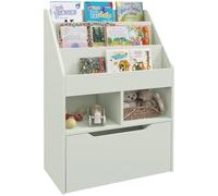 HOMCOM Piccola Libreria per Bambini con Ripiani, Cassetto e Ruote, Scaffale per Giocattoli e Libri in MDF per Cameretta, 60x29.9x90cm, Verde