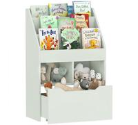 HOMCOM Piccola Libreria per Bambini con Ripiani e Cassetto in MDF Bianco