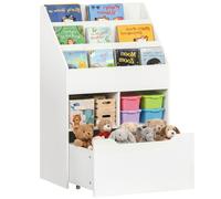 HOMCOM Piccola Libreria per Bambini con Ripiani e Cassetto in MDF Bianco