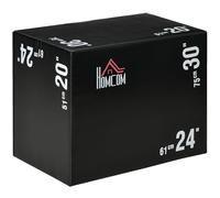 HOMCOM Plyo Box 3 in 1 con 3 Altezze 51cm 61cm 75cm, Jumping Box Pliometrico per MMA e HIIT, Piattaforma Pliometrica per l'Allenamento, per Home Gym Casa Palestra, Nero