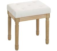 HOMCOM Poggiapiedi da salotto, pouf, seduta imbottita in tessuto effetto lino con piedi in legno di gomma, poggiapiedi da salotto rettangolare per camera da letto, corridoio, 42 x 32 x 46,5 cm, beige