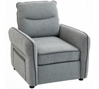 HOMCOM Poltrona 1 posto con tasca laterale, divano 2 posti da salotto in velluto egiziano, 80x81x90 cm, grigio Aosom Italy