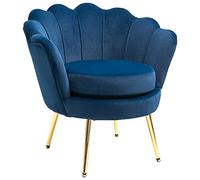 HOMCOM Poltrona a Conchiglia, Poltroncina Vintage, Poltroncina da Camera e Salotto, Design Elegante, con Schienale Alto, 76x67x74cm, Blu
