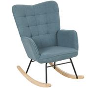 HOMCOM Poltrona a Dondolo, forma ergonomica, scivoli in legno reale, fino a 120 kg, Azzurro Chiaro