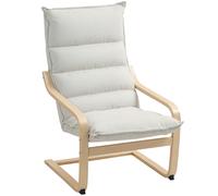 HOMCOM Poltrona a Dondolo Moderna con Braccioli in Legno e Cuscini Spessi in Velluto, 67x83x105 cm, Crema Aosom Italy