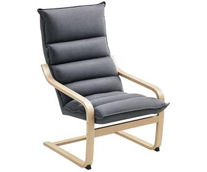 HOMCOM Poltrona a Dondolo Moderna con Braccioli in Legno, Sedia Imbottita da Salotto e Camera con Cuscini Spessi in Velluto, 67x83x105 cm, Grigio