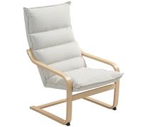 HOMCOM Poltrona a Dondolo Moderna con Braccioli Legno 67x83x105 cm Crema