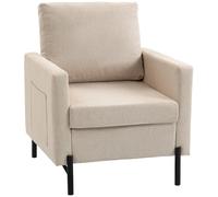 HOMCOM Poltrona accent moderna imbottita con gambe in metallo beige