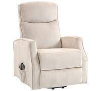 HOMCOM Poltrona Alzapersona 150° Effetto Lino con Poggiapiedi Crema