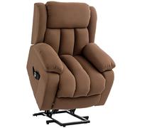 HOMCOM Poltrona Alzapersona con Massaggio e Reclinazione in Tessuto Marrone