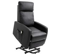 HOMCOM Poltrona Alzapersona con Telecomando, Schienale Reclinabile a 145° e Poggiapiedi in Pelle PU Nera, 67x95x105cm