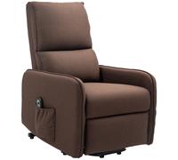 HOMCOM Poltrona Elettrica Alzapersona Reclinabile 135°, Poltrona Relax Elettrica in Tessuto Effetto Lino con Telecomando, Poggiapiedi e Tasca Laterale per Soggiorno e Camera da Letto, Marrone Scuro