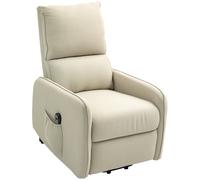 HOMCOM Poltrona Elettrica Alzapersona Reclinabile 135°, Poltrona Relax Elettrica in Tessuto Effetto Lino con Telecomando, Poggiapiedi e Tasca Laterale per Soggiorno e Camera da Letto, Beige