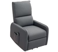 HOMCOM Poltrona Elettrica Alzapersona Reclinabile 135°, Poltrona Relax Elettrica in Tessuto Effetto Lino con Telecomando, Poggiapiedi e Tasca Laterale per Soggiorno e Camera da Letto, Grigio Carbone