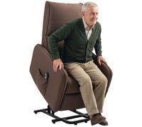 HOMCOM Poltrona Alzapersona Elettrica Reclinabile e Telecomando Tessuto Beige