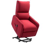 HOMCOM Poltrona Alzapersona Elettrica Reclinabile e Telecomando Tessuto Rosso
