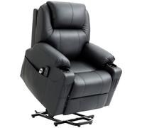 HOMCOM Poltrona Alzapersona Reclinabile max 135° con 8 Punti Massaggianti e Poggiapiedi, 88x92x106 cm, Nero Aosom