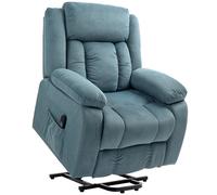 HOMCOM Poltrona Alzapersone Reclinabile con Rivestimento Morbido, Telecomando e Tasche Laterali, Blu Aosom Italy