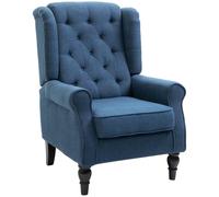 HOMCOM Poltrona Camera da Letto in Stile Francese Ampia Seduta Blu