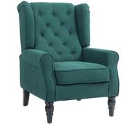 HOMCOM Poltrona Camera da Letto in Stile Francese Ampia Seduta Verde Scuro