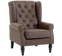 HOMCOM Poltrona Camera da Letto in Stile Francese, in Pelle PU, Marrone